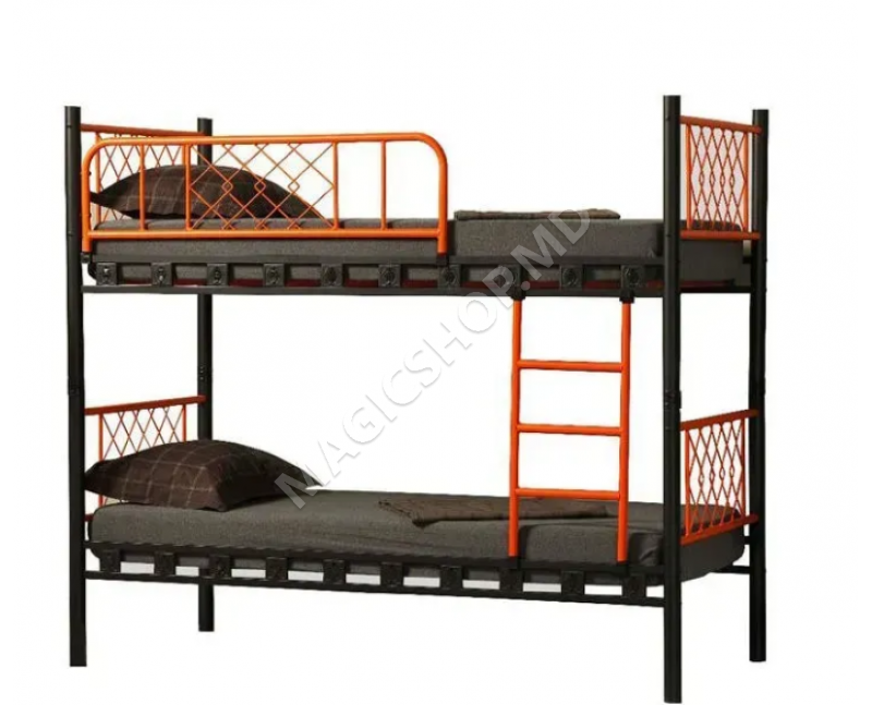 Pat 2 nivele METIS 90x200 negru cu portocaliu